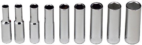 Wright Tool 208 1/4" Drive 6 Point Deep Socket Set, 1/4" - 1/2" (9-Piece)