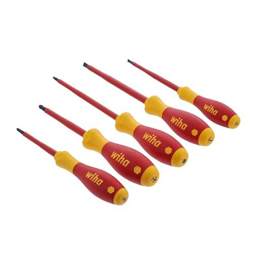 Wiha 32059 5 Piece Insulated SoftFinish Slotted/Phillips/Square Screwdriver Set