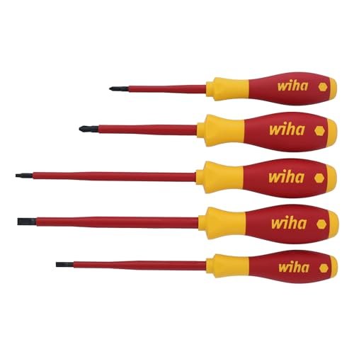 Wiha 32059 5 Piece Insulated SoftFinish Slotted/Phillips/Square Screwdriver Set