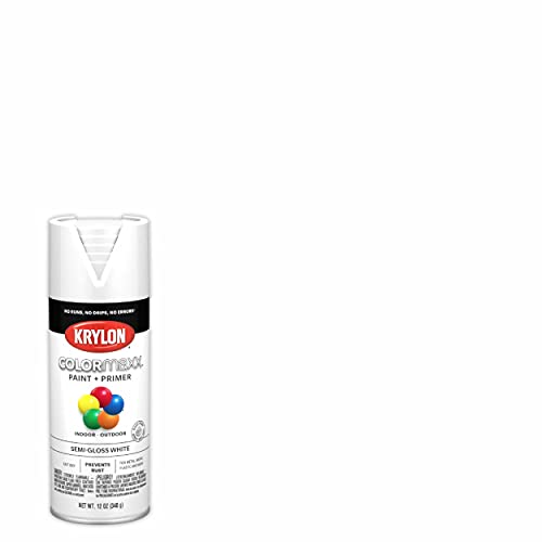 12 oz Krylon K05580007 White COLORmaxx Paint & Primer Spray Paint, Semi-Gloss