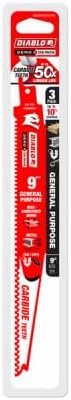 Diablo (DS0909CGP3) Demo Demon Carbide Teeth Reciprocating Saw Blades for General Purpose Cuts - 9" Length, 6/9 TPI (Pack of 3)