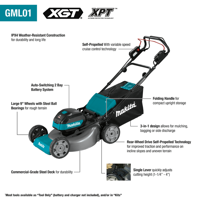 Makita (GML01PL) 40V Max XGT Brushless 21 In. Self‑Propelled Commercial Lawn Mower Kit