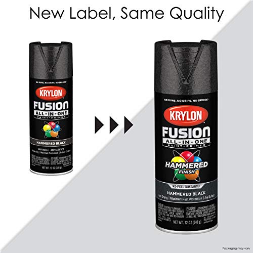 12 oz Krylon K02782007 Black Fusion All-In-One Paint & Primer Spray Paint, Hammered