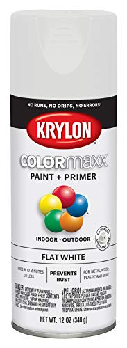 Krylon K05548007 COLORmaxx Spray Paint and Primer for Indoor/Outdoor Use, Flat White, 12 Ounce (Pack of 1)