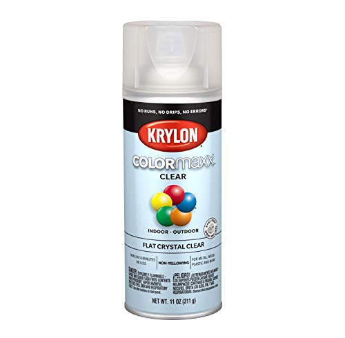 12 oz Krylon K05547007 Crystal Clear COLORmaxx Paint & Primer Spray Paint, Flat