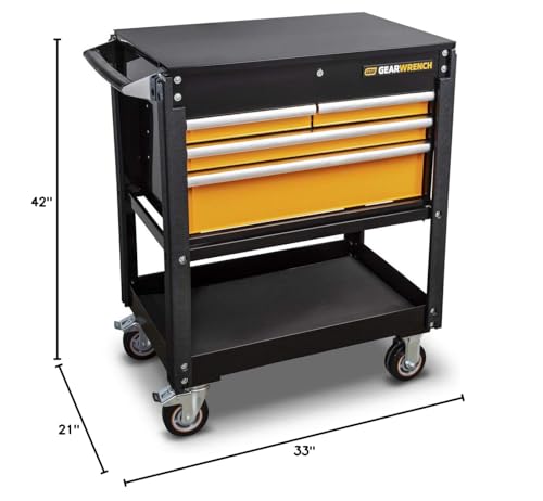 GEARWRENCH 33" 4 Drawer Black & Orange Utility Cart - 83168