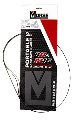 Morse 1216 Bimetal Portable Bandsaw Blade, 44-7/8 x 1/2 x .020 x 12/16 TPI, 3 Pack (002738/ZWEP441216MC)