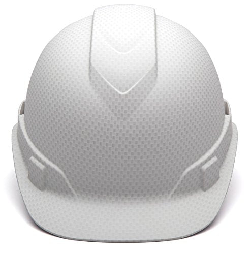 Pyramex Ridgeline Cap Style Hard Hat, 4-Point Ratchet Suspension, Matte White Graphite Pattern