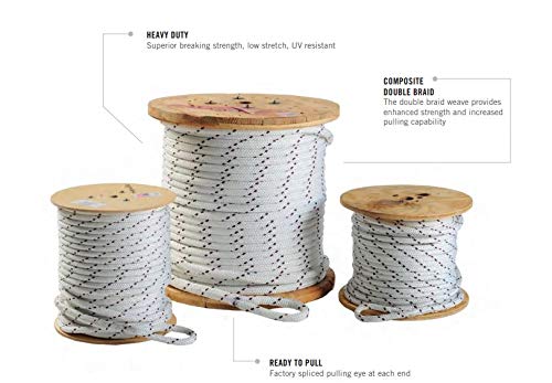 Southwire P-963 Double Braided Composite Rope for Cable Pulling; 9/16-Inch by 300Ft; 16;000 lbs Breaking Strength; UV; Chemical and Abrasion Resistant 300-Feet White