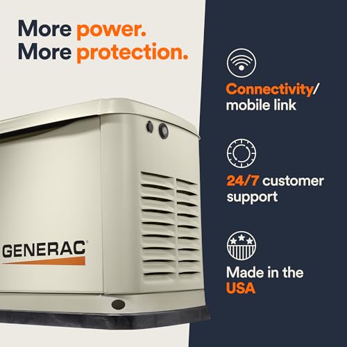 Generac 7224 Guardian 14kW Home Standby Generator – 100-Amp Transfer Switch, Aluminum Enclosure, Wi-Fi Enabled, G-Force Engine