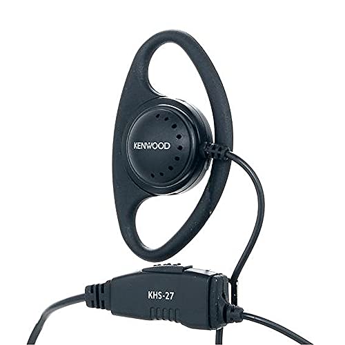 Kenwood KHS-27A D-Ring Earhanger with a Clip Microphone, for High-Noise Environments, Compatible with ProTalk & FreeTalk Series Radios, Features an in-Line Push-to-Talk (PTT) Switch