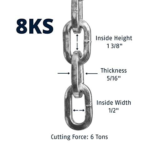 ABUS Hardened Steel 8KS 6 Foot x 5/16" Thick Square Security Chain for Bikes, Containers, Trailers, ATV's, Motorcycles and Personal/Industrial Property