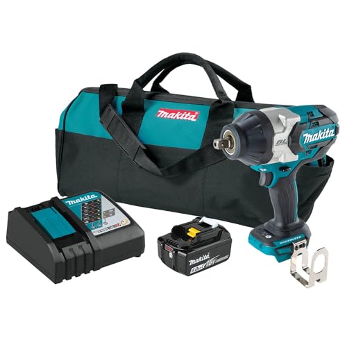 Makita XWT19T 18V LXT Brushless 3-Speed 1/2" Sq. Drive Impact Wrench Kit w/ Detent Anvil (5.0Ah) & FREE Makita T-90037