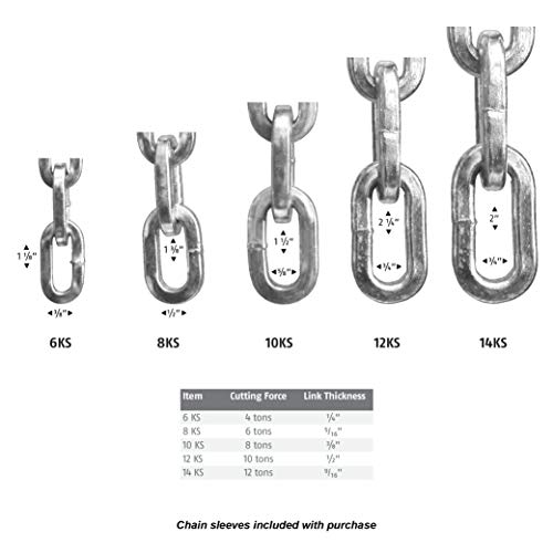 ABUS Hardened Steel 10KS 6 Foot x 3/8" Thick Square Security Chain for Bikes, Containers, Trailers, ATV's, Motorcycles and Personal/Industrial Property