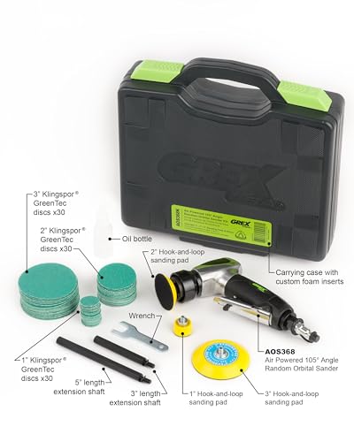 Grex - AOS368K - Air Powered 105° Angle Random Orbital Sander Kit