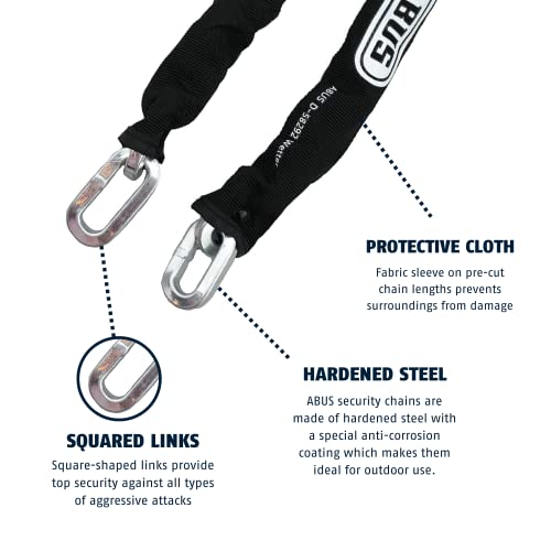 ABUS Hardened Steel 6KS 2 Foot x 1/4" Thick Square Security Chain for Bikes, Containers, Trailers, ATV's, Motorcycles and Personal/Industrial Property