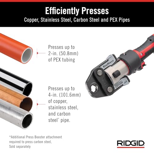 RIDGID 67178 Model RP 351 ProPress Standard Press Tool Kit with Battery, Charger, 1/2" to 2" Press Tool Jaws, and Carrying Case