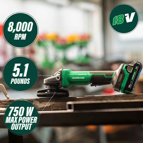 Metabo HPT 18V MultiVolt� 4-1/2-Inch Cordless Angle Grinder, Tool Only - No Battery, Paddle Switch, 8,000 RPM, 5 Safety Features, Auto Mode, G1812DFQ4