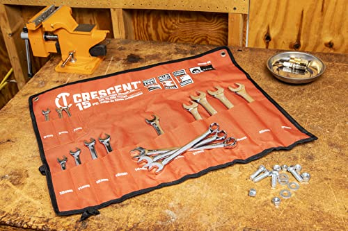 Crescent 15-Piece 12-Point Metric Combination Wrench Set with Tool Roll
