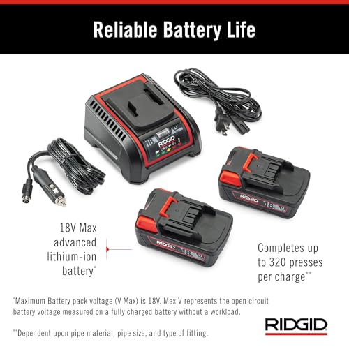 RIDGID 67178 Model RP 351 ProPress Standard Press Tool Kit with Battery, Charger, 1/2" to 2" Press Tool Jaws, and Carrying Case