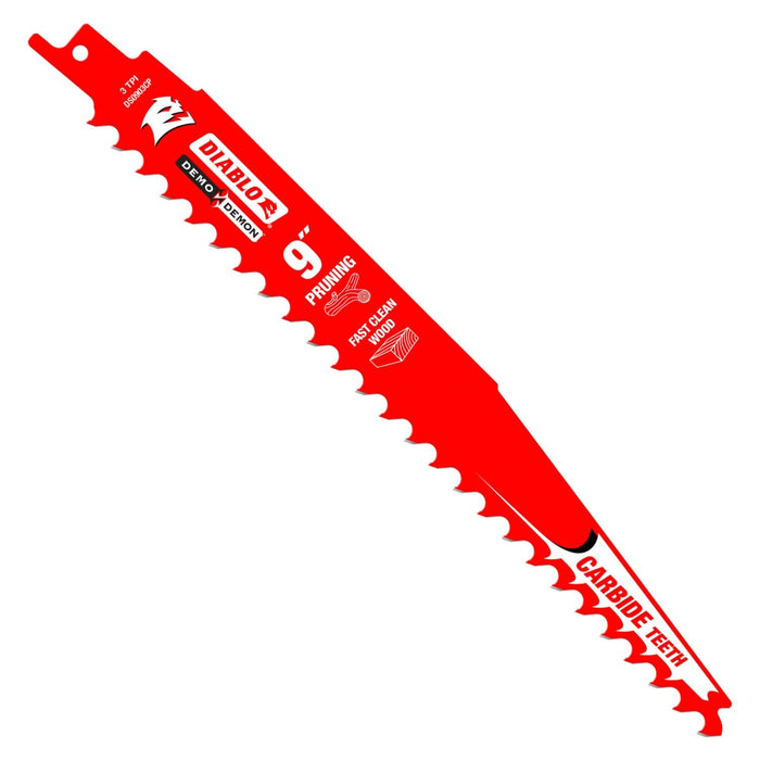 Diablo DS0903CP3 Demo Demon Carbide Tipped Reciprocating Saw Blades for Pruning and Clean Wood, Carbide Tooth Design, 9" Length, 3 TPI (Pack of 3)