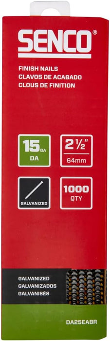 SENCO DA25EABR 2-1/2" 15 Gauge Angled Finish Nails, Galvanized Finish 1,000 Count Pack
