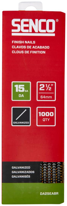 SENCO DA25EABR 2-1/2" 15 Gauge Angled Finish Nails, Galvanized Finish 1,000 Count Pack