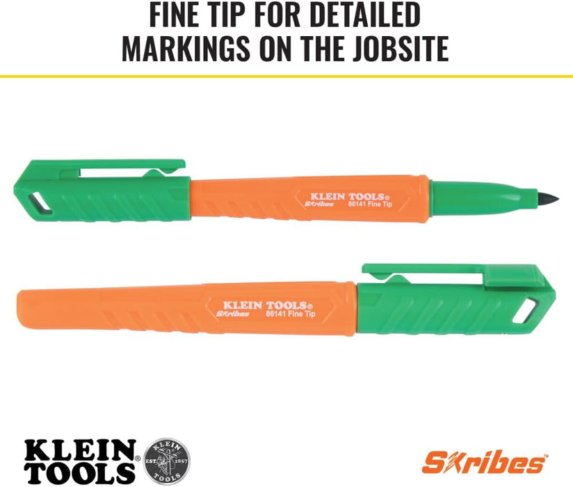 Klein Tools 861914 Skribes Fine Tip Permanent Markers, Multi-Color, 4-Pack