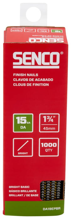 SENCO DA19EPBR 1-3/4" 15 Gauge, Bright Finish Nails, 34 Degree Angled Tape Strip, 1,000 Count Pack