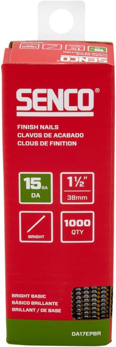SENCO DA17EPBR 1-1/2" 15 Gauge Angled Low Carbon Steel Finish Nails, Bright Finish, 1,000 Count Pack
