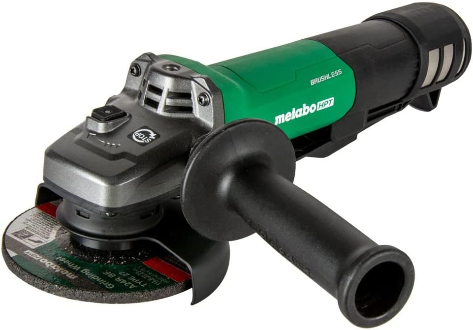 Metabo HPT Angle Grinder | 4-1/2-Inch | 12 Amp | Paddle Switch | AC Brushless Motor | 3-Position Side Handle | 5 Safety Features | G12BYEQ2
