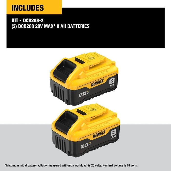 DEWALT (DCB208-2) 20V MAX XR Batteries, 8.0-Ah (Pack of 2)