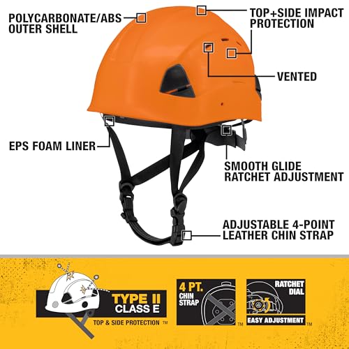 DEWALT DPG22V Orange Type II Class C 4-Point Ratcheting Vented Safety Helmet