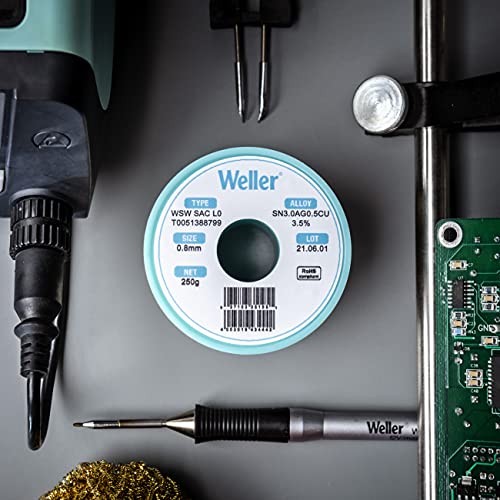 Weller WSW SCN M1 (T0051404699) Solder Wire, Dia: 1.0 mm / 0.039 in, Wt: 100 g / 3.527 oz, Alloy Sn99.3Cu0.6Ni0.05, Flux content 3.5%