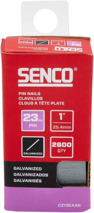 SENCO CZ13EAAR 1" 23 Gauge Pin Nails, Galvanized Finish 2,600 Count Pack