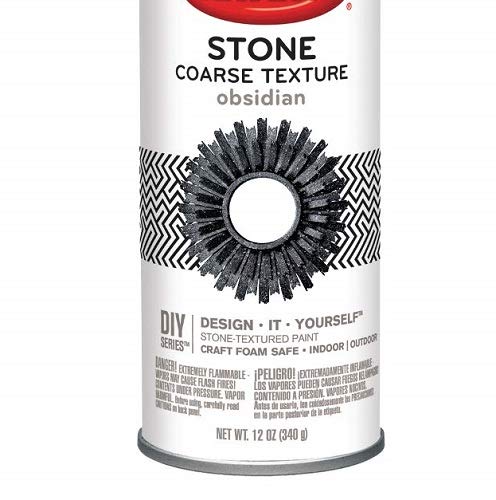 Krylon K18212 Coarse Stone Texture Finish Spray Paint, Obsidian, 12 Ounce