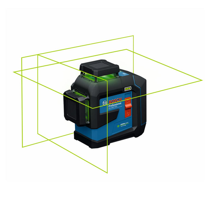 Bosch GLL300-42GL 360º Green-Beam Three-Plane Leveling and Alignment Laser, Self-Leveling, Li-Ion Battery, USB-C Charging, IP65 Rated, 100 Ft. Range