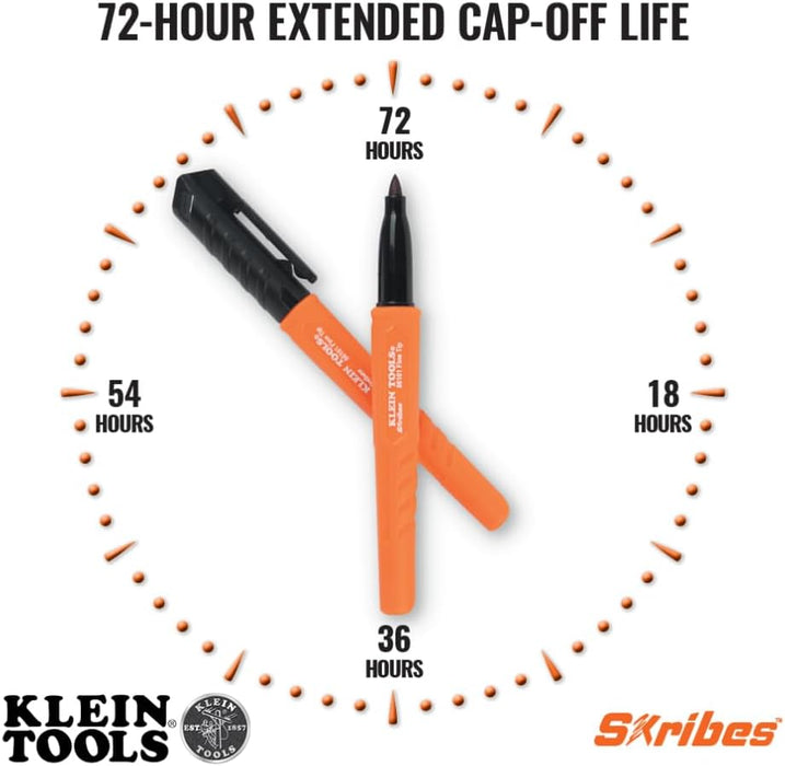 Klein Tools 861914 Skribes Fine Tip Permanent Markers, Multi-Color, 4-Pack