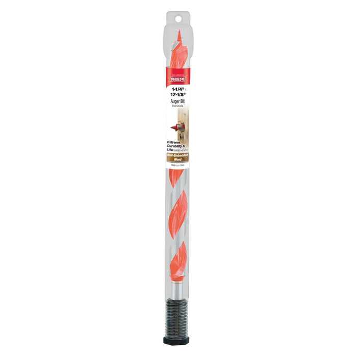 Diablo Auger Bit for Wood & Nail-Embedded Wood, 1-1/4" Diameter, 17-1/2" Length, 7/16" Hex Shank, 13-1/2" Working Length - DAG3140