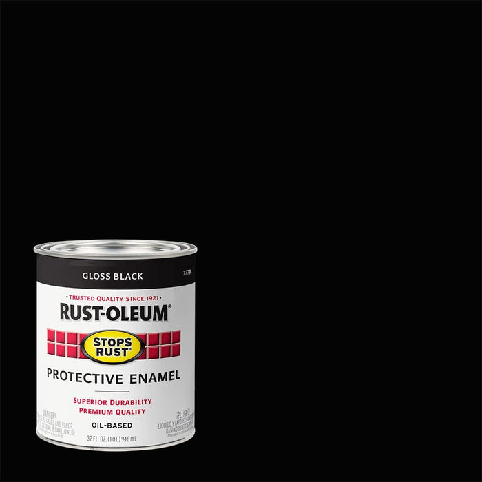 Rust-Oleum 7779502 Stops Rust Brush On Paint, Quart, Gloss Black (Pack of 2)