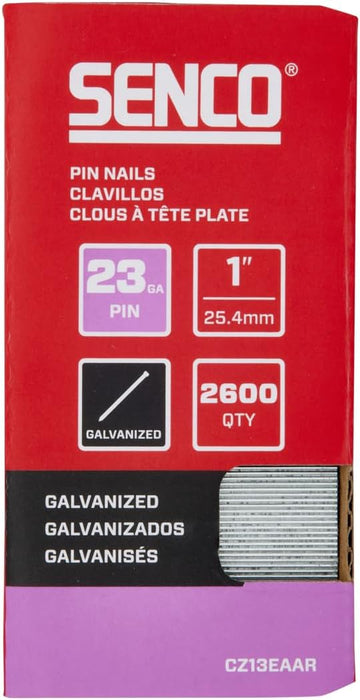SENCO CZ13EAAR 1" 23 Gauge Pin Nails, Galvanized Finish 2,600 Count Pack