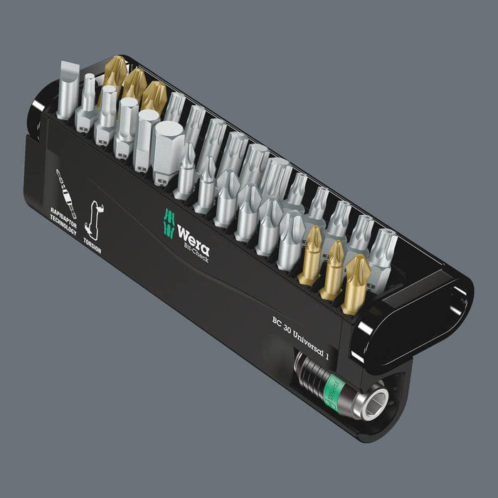 Wera Tools (5056440001) BC Universal Rapidaptor Bit-Check, 30-Piece Set