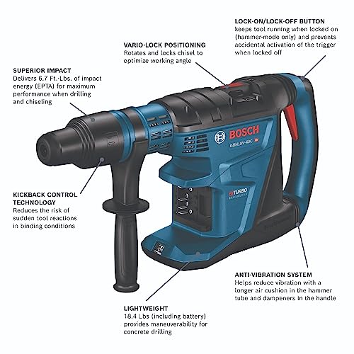 BOSCH GBH18V-40CN PROFACTOR 18V Connected-Ready SDS-max 1-5/8 In. Rotary Hammer (Bare Tool)
