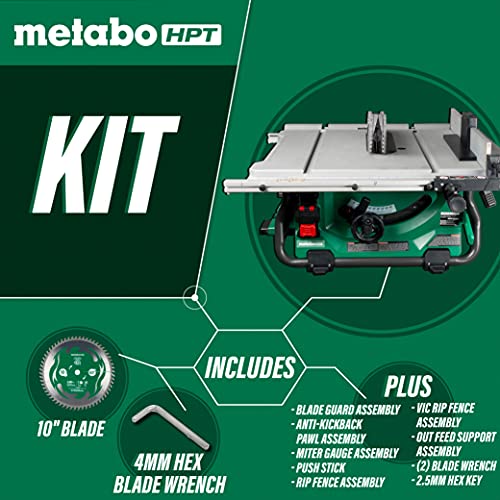 Metabo HPT 36V MultiVolt Cordless Table Saw | 10-Inch Blade | Tool Only - No Battery | C3610DRJQ4