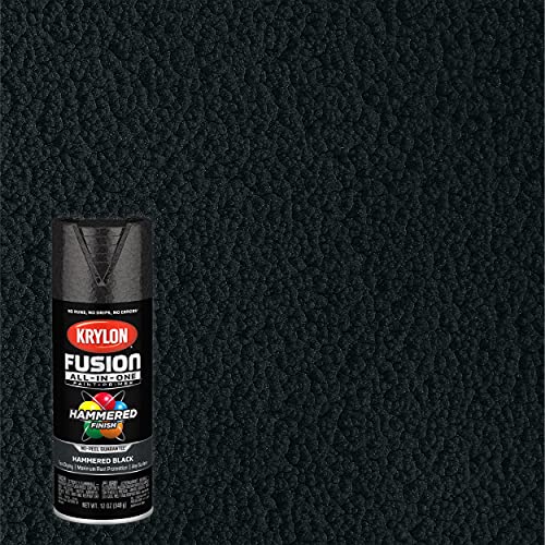 12 oz Krylon K02782007 Black Fusion All-In-One Paint & Primer Spray Paint, Hammered