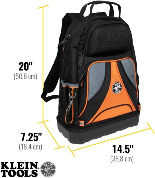 Klein Tools 55421BP-14 Tradesman Pro Tool Bag Backpack, 39 Pockets, Black, 14-Inch