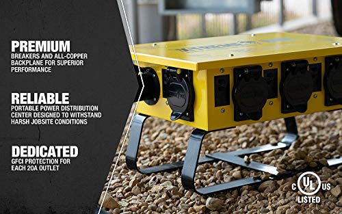 Southwire X-treme Power Distribution Box, Temporary Power Box, 50-Amp, 125/250V, GFCI 6506UGSX