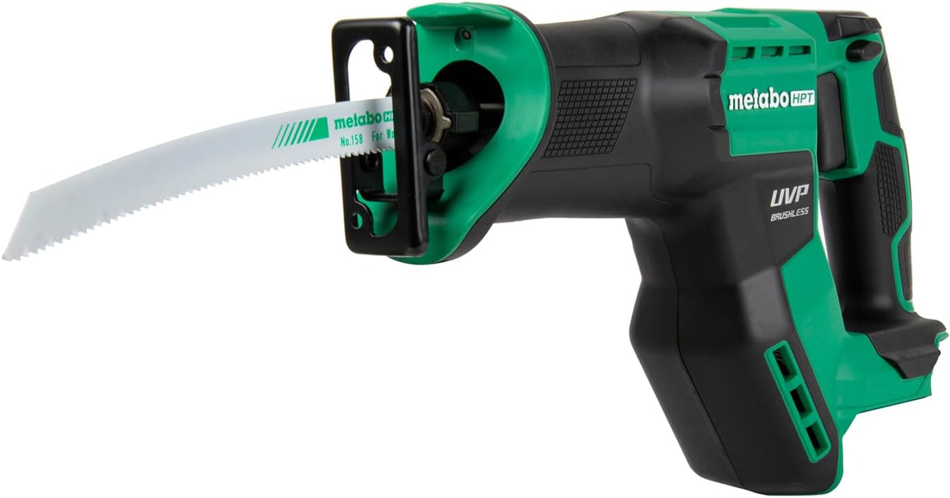 Metabo HPT 18V MultiVolt Cordless Compact Reciprocating Saw, Top Class Cutting Speed, 20% More Compact, 1-1/8" Stroke Length, 3,000 SPMs, Up to 125 Cuts Per Charge, Tool Body Only, CR18DMAQ4