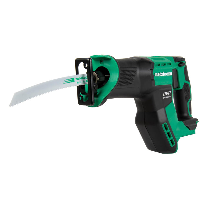 Metabo HPT 18V MultiVolt Cordless Compact Reciprocating Saw, Top Class Cutting Speed, 20% More Compact, 1-1/8" Stroke Length, 3,000 SPMs, Up to 125 Cuts Per Charge, Tool Body Only, CR18DMAQ4