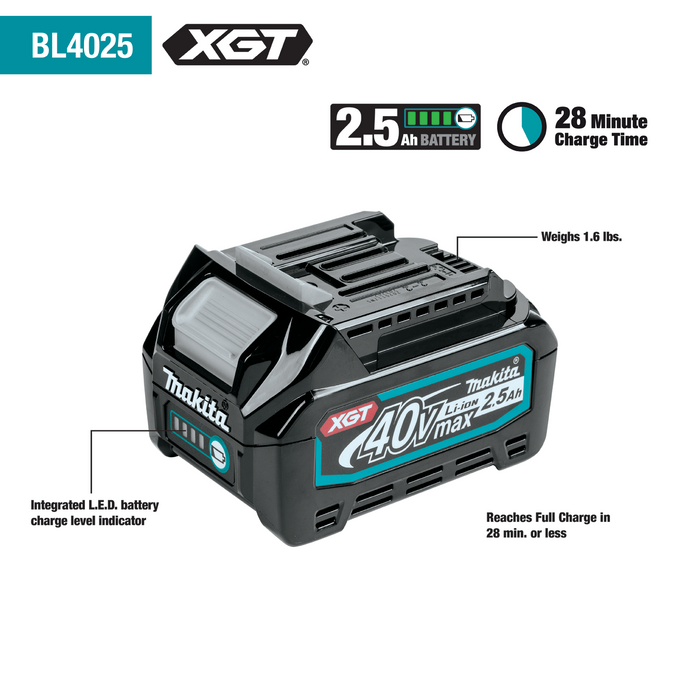 Makita (GPH02D) 40V MAX XGT Compact Brushless Cordless 1/2" Hammer Driver-Drill Kit (2.5Ah)